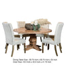 Som 7pc Round Dining Table Set | 6 Oatmeal Button Tufted Fabric Chairs BM338054