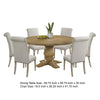 Som 7pc Round Dining Table Set with 6 Beige High-Back Fabric Chairs BM338056