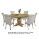 Som 7pc Round Dining Table Set with 6 Beige High-Back Fabric Chairs BM338056