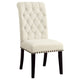 Akins 5pc Dining Table Set | Brown Pine Wood | Button Tufted Beige BM338064