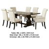 Akins 7pc Dining Table Set | Brown Pine Wood | Button Tufted Beige BM338065