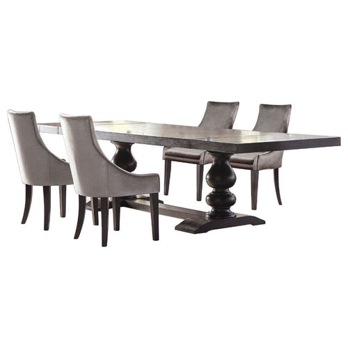 Phelly 5pc Dining Table Set | 95-123" Extendable Top | Gray | Black