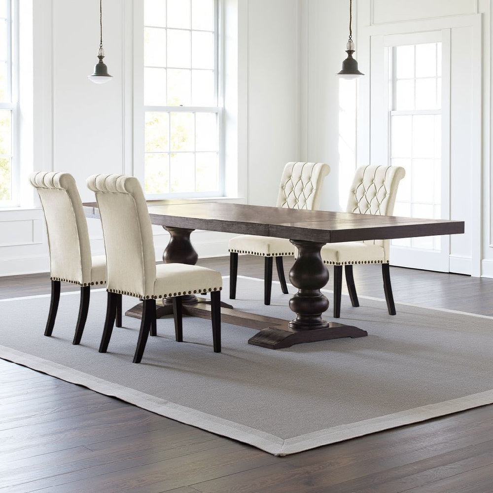 Phelly 5pc Dining Set | 95-123" Extendable Table | Beige Black