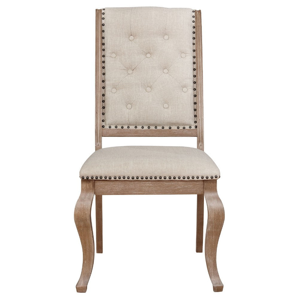 Sev 5pc Dining Table Set | 84-104’’ Top | 4 Cream Fabric Chairs | Barley BM338072