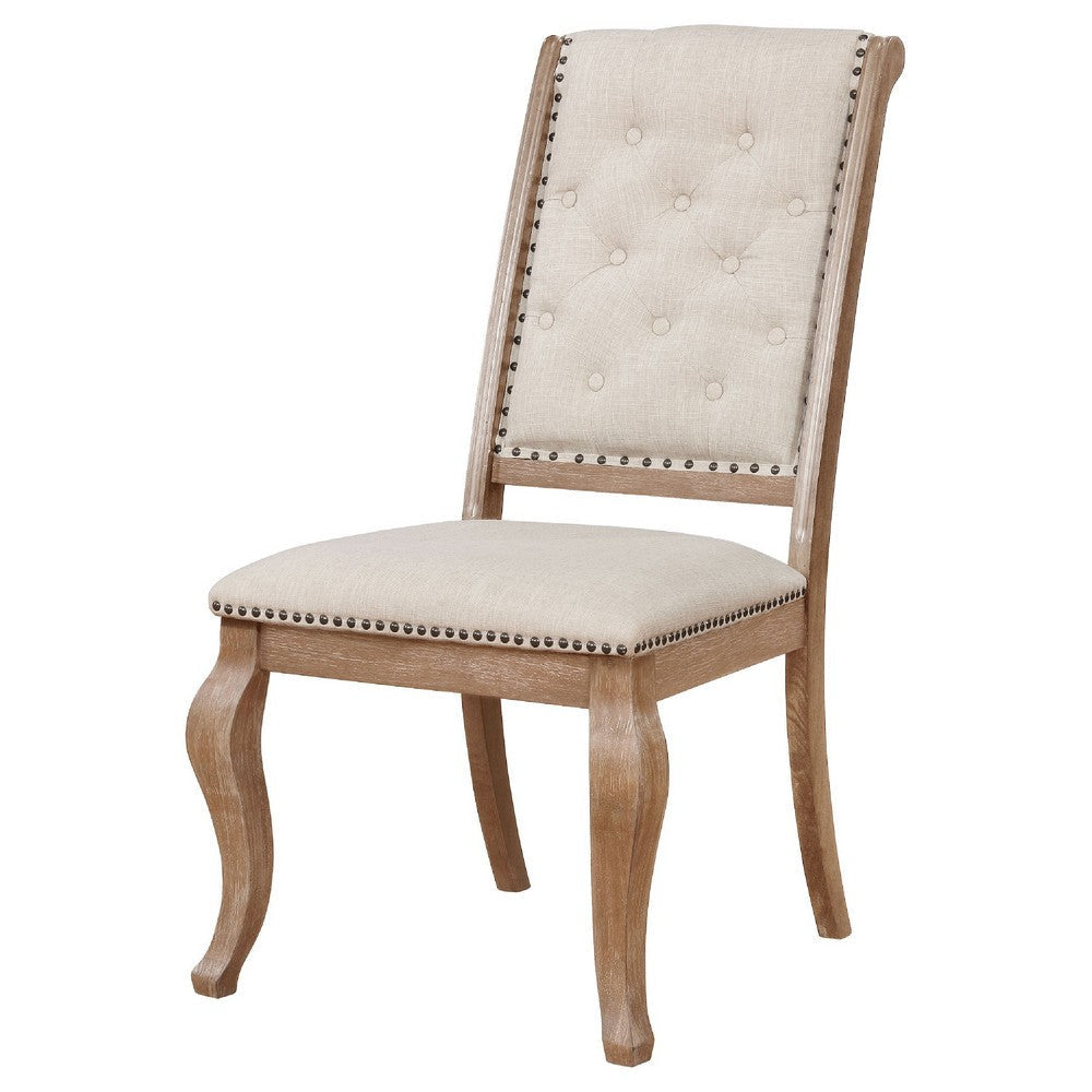 Sev 5pc Dining Table Set | 84-104’’ Top | 4 Cream Fabric Chairs | Barley BM338072
