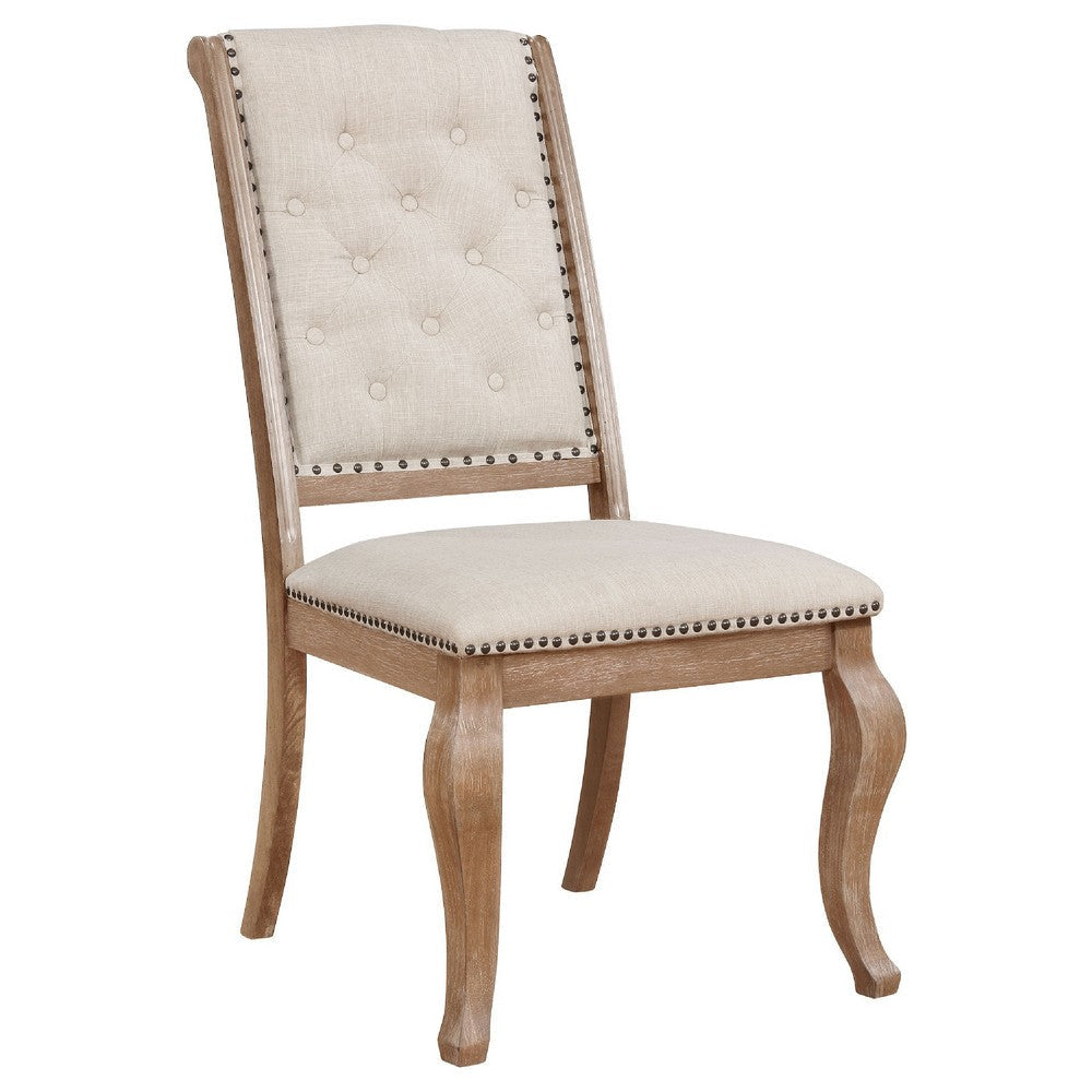 Sev 5pc Dining Table Set | 84-104’’ Top | 4 Cream Fabric Chairs | Barley BM338072