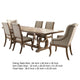 Sev 7pc Dining Table Set | 84-104’’ Top | 6 Cream Fabric Chairs | Barley Brown BM338073