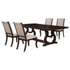 Sev 5pc Dining Table Set | 84-104" Top | 4 Cream Velvet Chairs | Java Brown