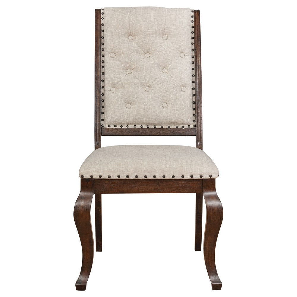 Sev 5pc Dining Table Set | 84-104’’ Top | 4 Cream Velvet Chairs | Java Brown BM338074