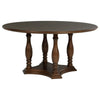 Monta 5pc Round Dining Table Set Ivory Fabric Cherry Brown Wood BM338078