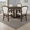 Monta 5pc Round Dining Table Set, Ivory Fabric, Cherry Brown Wood