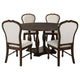 Monta 5pc Round Dining Table Set, Ivory Fabric, Cherry Brown Wood