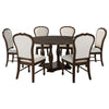 Monta 7pc Round Dining Table Set, Ivory Fabric, Cherry Brown Wood