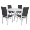 Judy 5pc Round Dining Table Set | Flared Legs | Gray Fabric | White