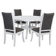 Judy 5pc Round Dining Table Set | Flared Legs | Gray Fabric | White