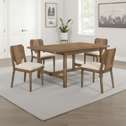 Billie 5pc Dining Table and 4 Chairs Set | Rich Walnut Brown and Beige