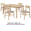Rida 5pc Dining Table Set w 4 Tan Brown Upholstered Chairs | White Washed BM338088