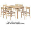 Rida 7pc Dining Table Set w 6 Tan Brown Upholstered Chairs | White Washed BM338089