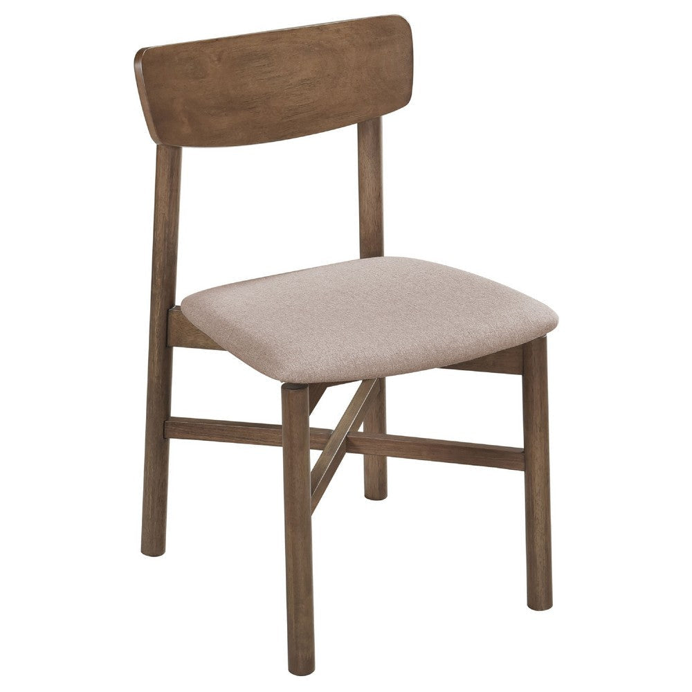 Rida 5pc Dining Table Set w 4 Upholstered Chairs | Natural Walnut Brown BM338090