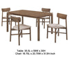 Rida 5pc Dining Table Set w 4 Upholstered Chairs | Natural Walnut Brown BM338090