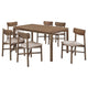 Rida 7pc Dining Table Set w 6 Upholstered Chairs | Natural Walnut Brown