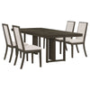 Cora 5pc Dining Table Set | Dark Gray Chevron Top | 4 Beige Chairs