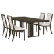Cora 5pc Dining Table Set | Dark Gray Chevron Top | 4 Beige Chairs