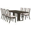 Cora 7pc Dining Table Set | Dark Gray Chevron Top | 6 Beige Chairs