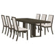 Cora 7pc Dining Table Set | Dark Gray Chevron Top | 6 Beige Chairs