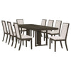 Cora 9pc Dining Table Set | Dark Gray Chevron Top | 8 Beige Chairs