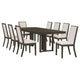 Cora 9pc Dining Table Set | Dark Gray Chevron Top | 8 Beige Chairs