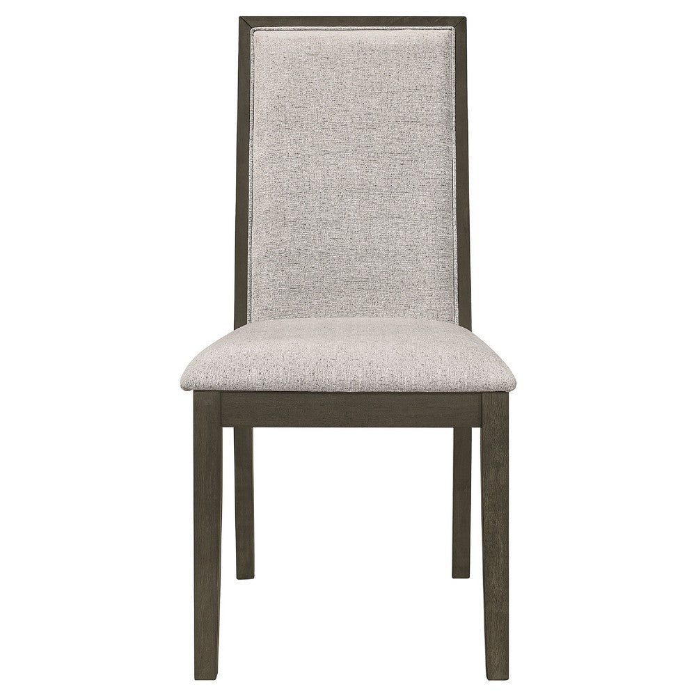 Cora 9pc Dining Table Set | Dark Gray Chevron Top | 8 Beige Chairs BM338094