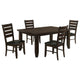 Diyi 5pc Dining Table & 4 Chairs Set w Ladder Back | Brown Faux Leather