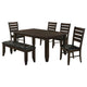 Diyi 6pc Dining Table 4 Chairs and Bench Set | Brown Faux Leather