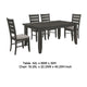 Diyi 5pc Dining Table & 4 Chairs Set w Dark Gray Seats and Ladder Back BM338099