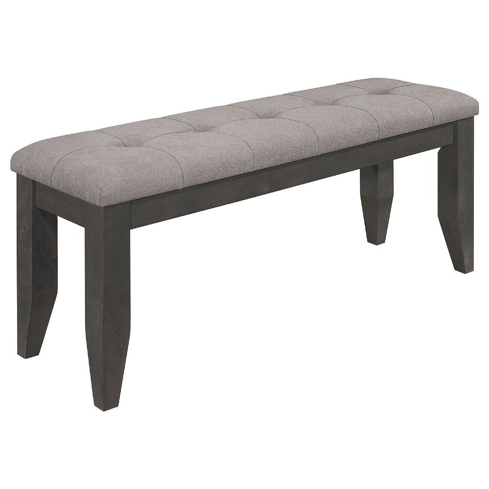 Diyi 6pc Dining Table Bench and 4 Chairs Set w Dark Gray Seats BM338100