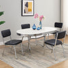 Loy 5pc Dining Table & Chair Set | Black Faux Leather | Retro White Oval