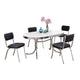 Loy 5pc Dining Table & Chair Set | Black Faux Leather | Retro White Oval BM338101