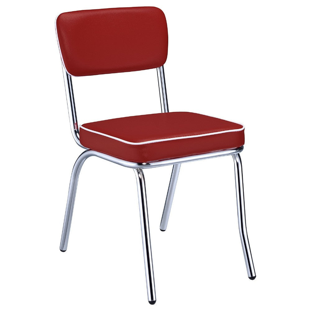 Loy 5pc Dining Table & Chair Set | Red Faux Leather | Retro White Oval BM338102