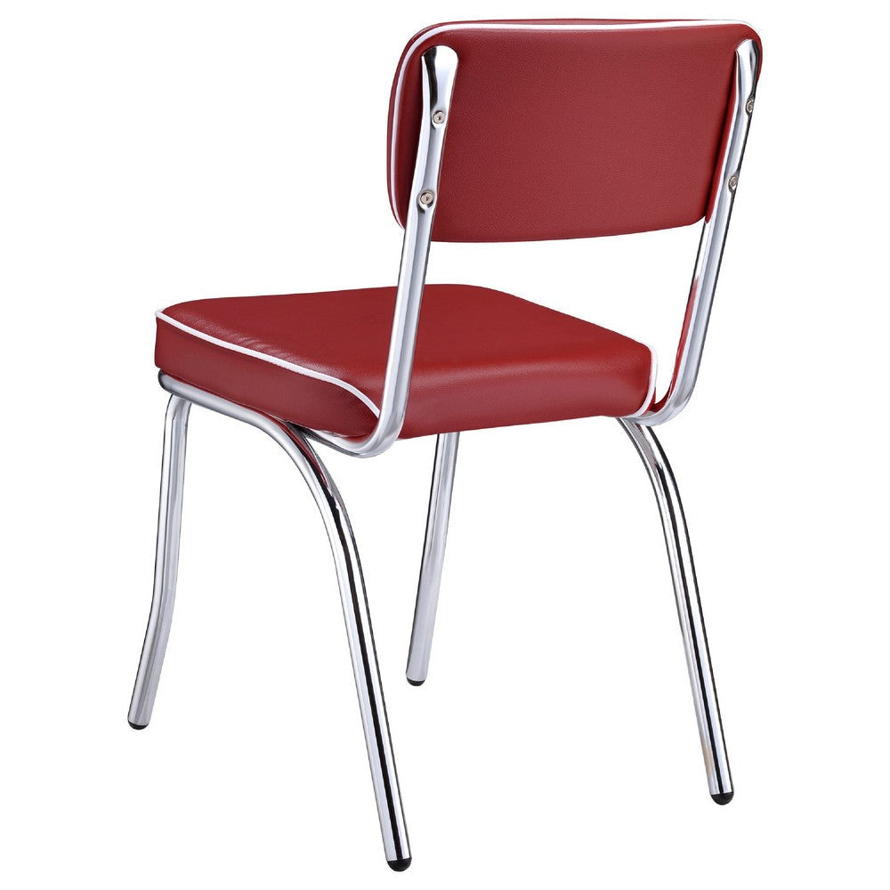 Loy 5pc Dining Table & Chair Set | Red Faux Leather | Retro White Oval BM338102