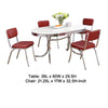 Loy 5pc Dining Table & Chair Set | Red Faux Leather | Retro White Oval BM338102