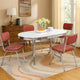 Loy 5pc Dining Table & Chair Set | Red Faux Leather | Retro White Oval