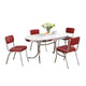 Loy 5pc Dining Table & Chair Set | Red Faux Leather | Retro White Oval BM338102