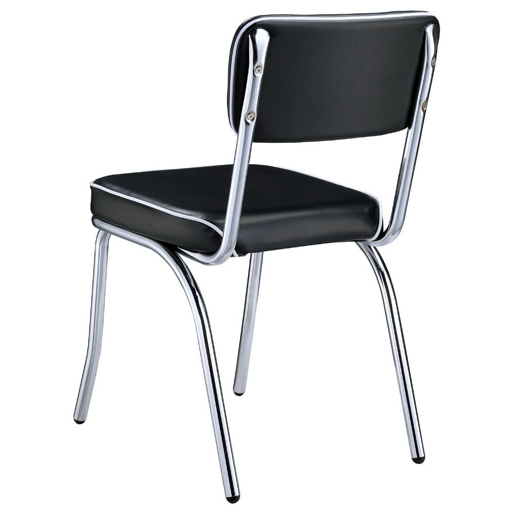 Loy 5pc Dining Table & Chair Set | Black Faux Leather | Retro White Round BM338103
