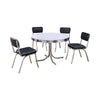 Loy 5pc Dining Table & Chair Set | Black Faux Leather | Retro White Round BM338103