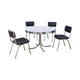 Loy 5pc Dining Table & Chair Set | Black Faux Leather | Retro White Round BM338103