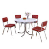 Loy 5pc Dining Table & Chairs Set | Red Faux Leather | Retro White Round BM338104
