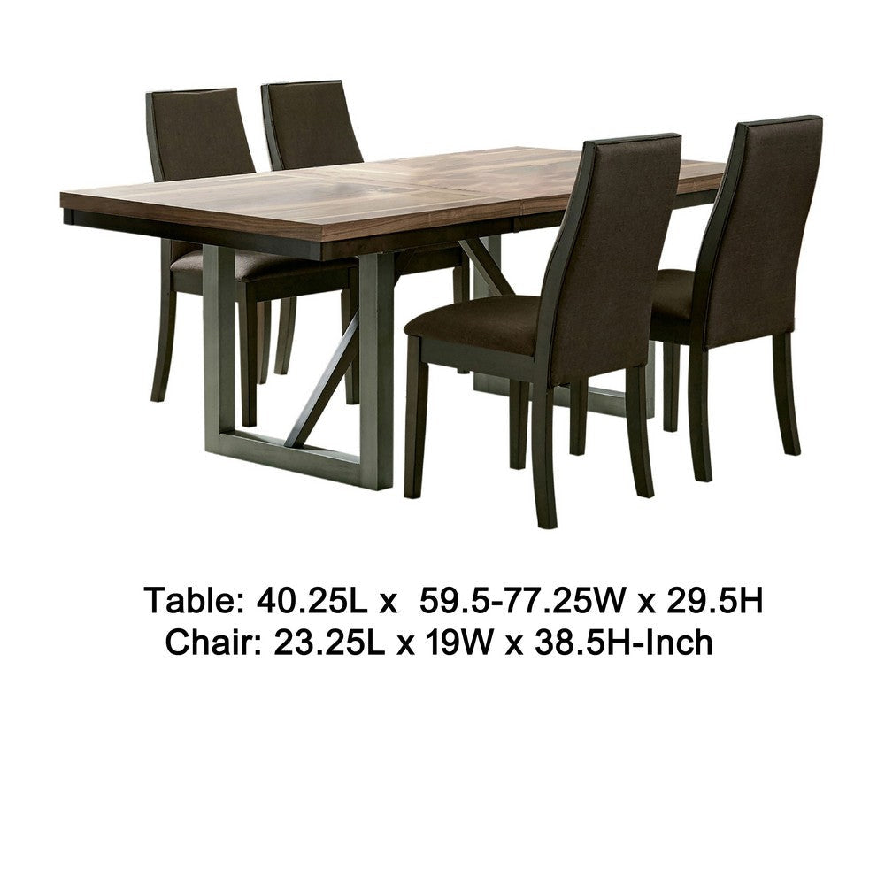 Zor 5pc Dining Set | 60-77’’ Extendable Table | 4 Chairs | Dark Brown BM338109