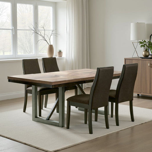 Zor 5pc Dining Set | 60-77" Extendable Table | 4 Chairs | Dark Brown