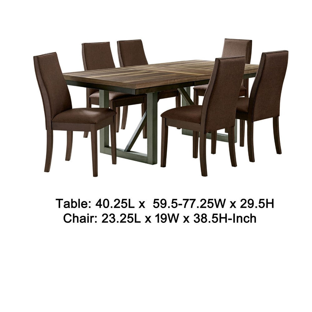 Zor 7pc Dining Set | 60-77’’ Extendable Table | 6 Chairs | Dark Brown BM338110
